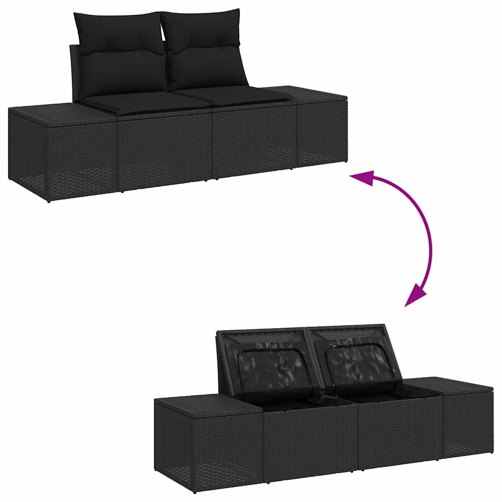 Set Divano da Giardino con cuscino 6 pcs Nero polyrattan 3355802
