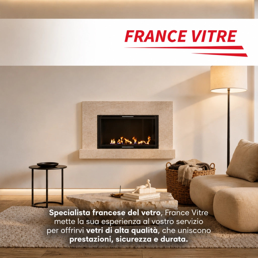 507 x 499 x 4 mm - Vetro per stufa a legna - vetro camino di ricambio - vetro per caminetto resistente al fuoco - France Vitre