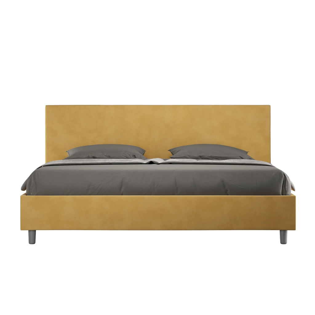 BS COM Letto con rete imbottito 180x190 microfibra ocra