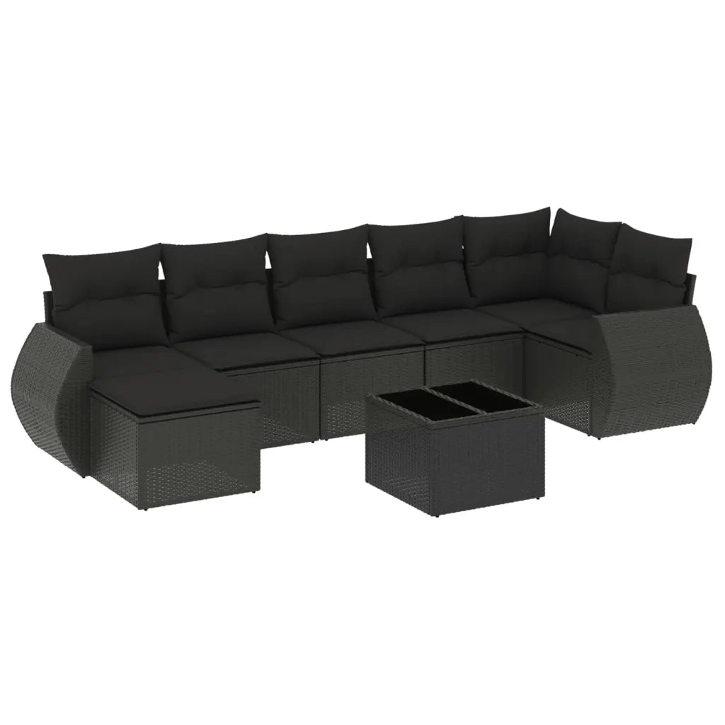 Set Divani da Giardino con Cuscini 8 pz Nero in Polyrattan 3221684