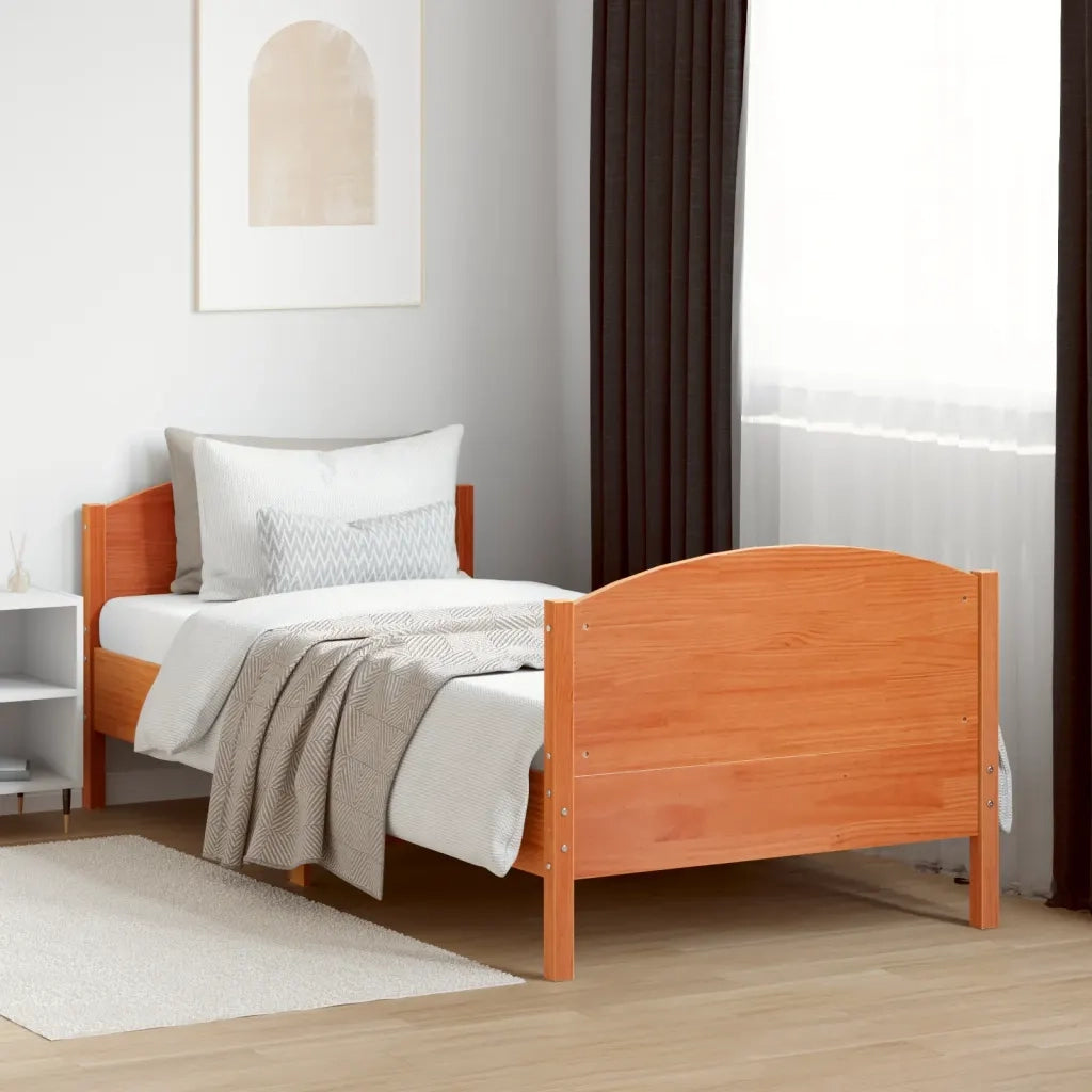 Letto senza Materasso-Struttura Letto Marrone Cera 75x190 cm in Legno di Pino 576289
