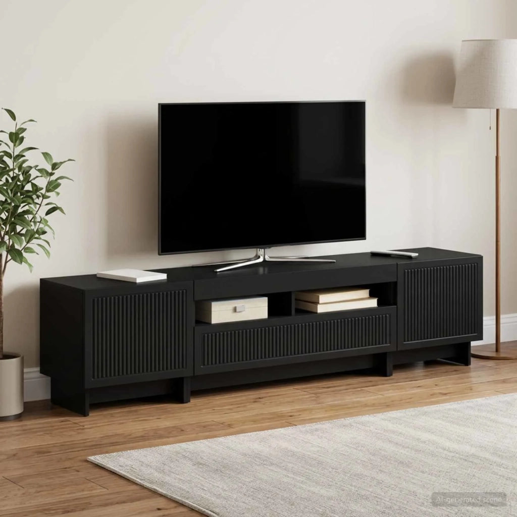 Mobile TV LED a 5 pezzi Nero Legno ingegnerizzato 3416414