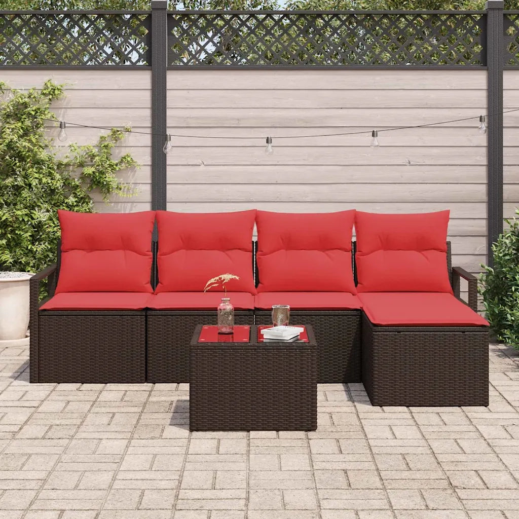 Set di divani con cuscino 6 pcs Marrone polyrattan 3346354