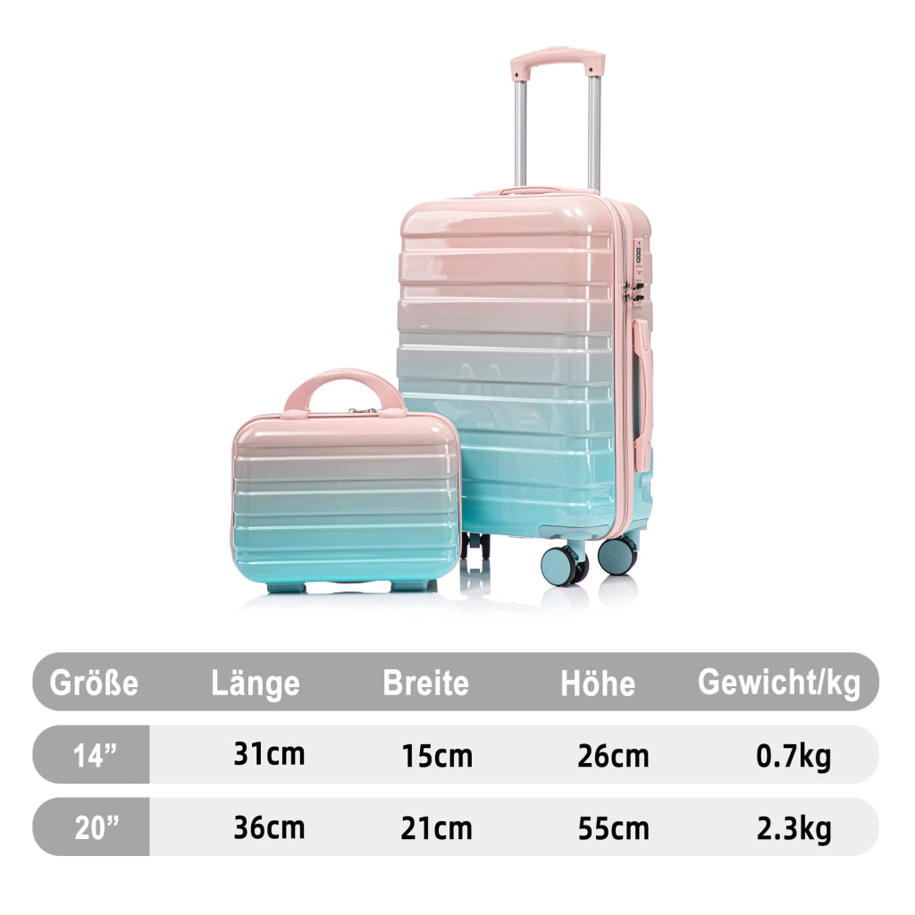 Valigia 2 pz rosa 14 pollici/20 pollici materiale PC