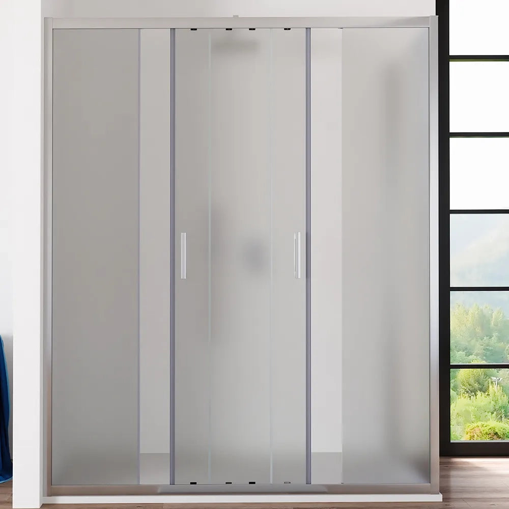 Box doccia angolare 70x140 cm profili cromati vetro 6mm opaco  apertura 2 ante scorrevoli | Favignana