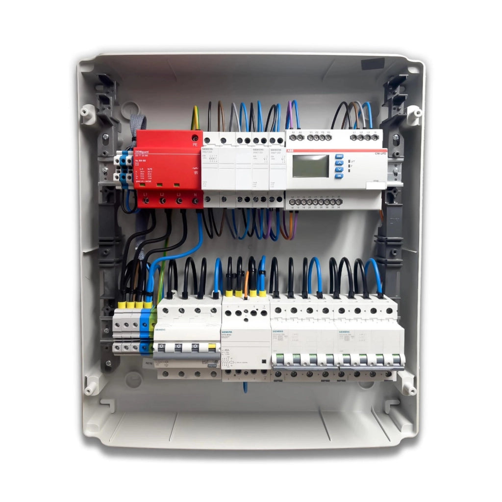 Quadro AC Trifase 20kW Doppio Ingresso Inverter - 32A 400V - IP65 36 Moduli con Interruttore Magnetotermico Differenziale + Scaricatore + Entra/Esci + Sgancio + Portafusibili ABB / DEHN   QACT20-2