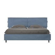 BS COM Letto matrimoniale king size contenitore imbottito 200x200 microfibra blu