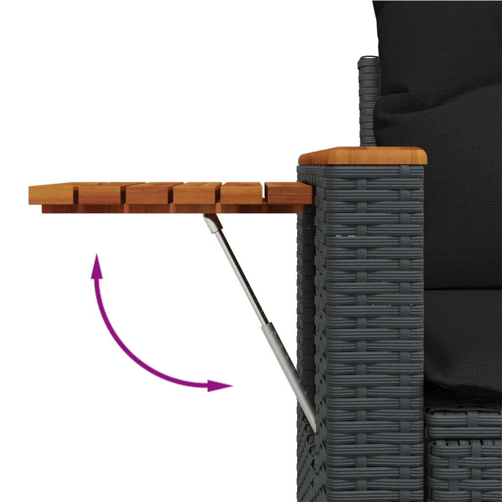 Set Divani da Giardino con Cuscini 7pz Nero Polyrattan 3226979