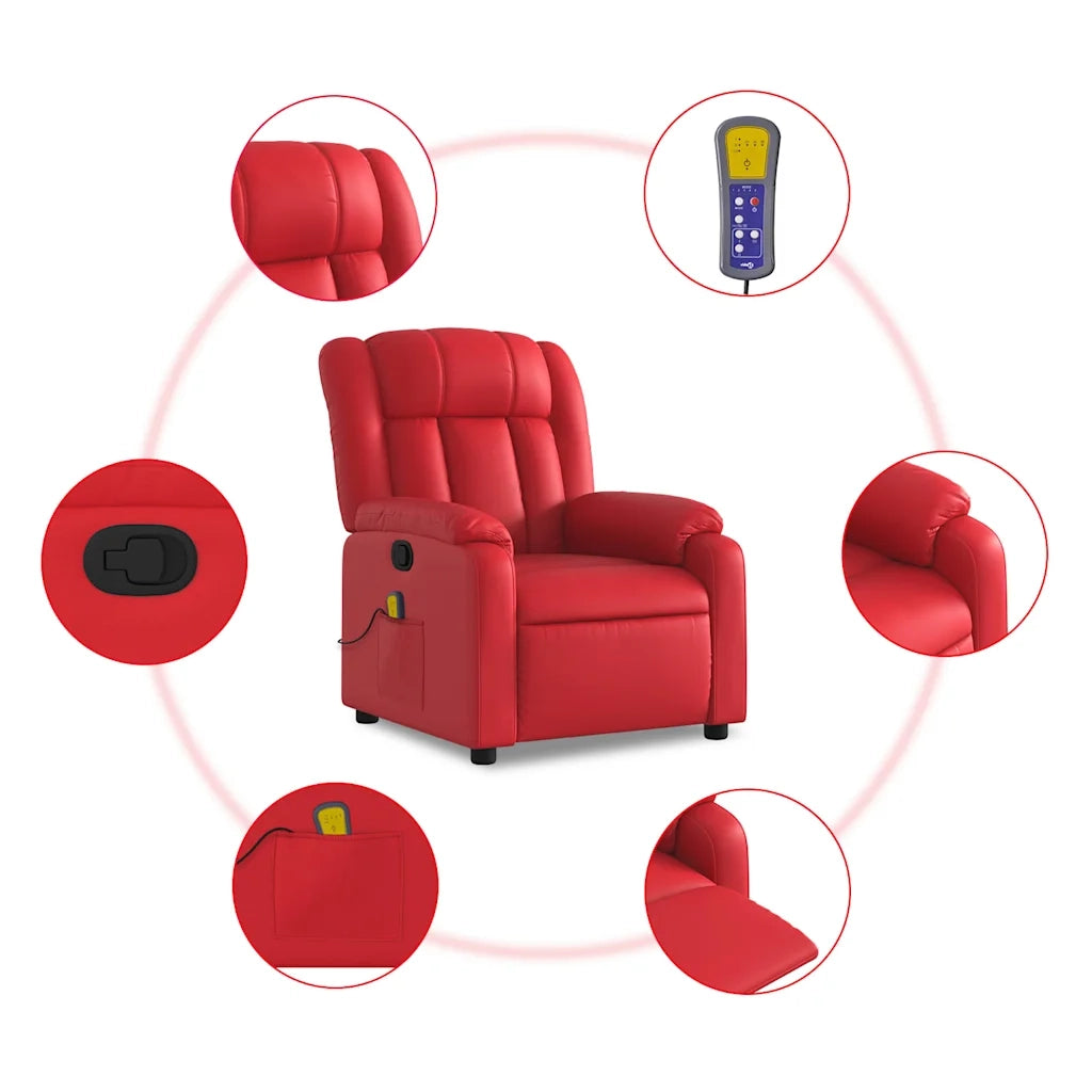 Fauteuil de massage inclinable rouge similicuir
