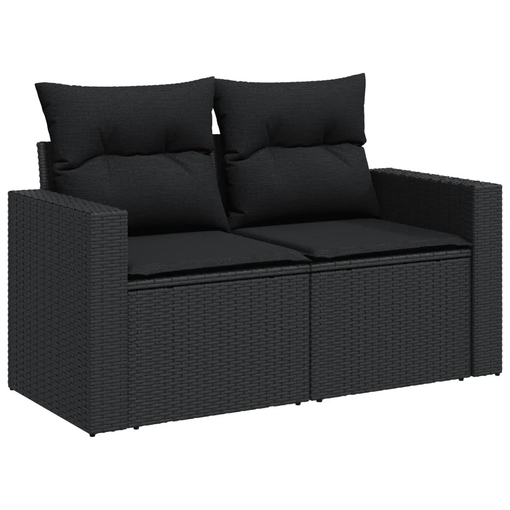 Set Divani da Giardino 10pz con Cuscini in Polyrattan Nero 3219455