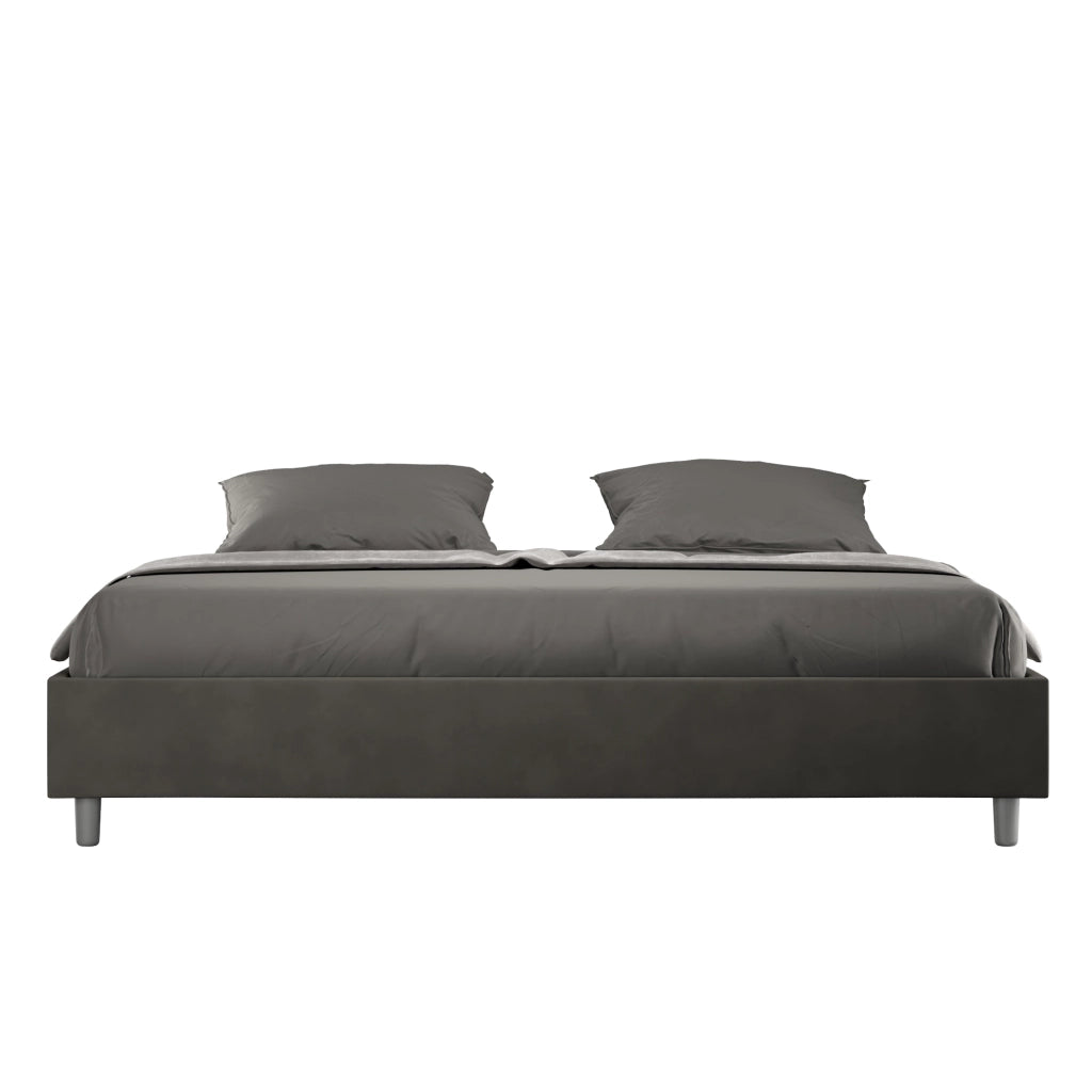 BS COM Letto contenitore imbottito 180x200 microfibra grigio