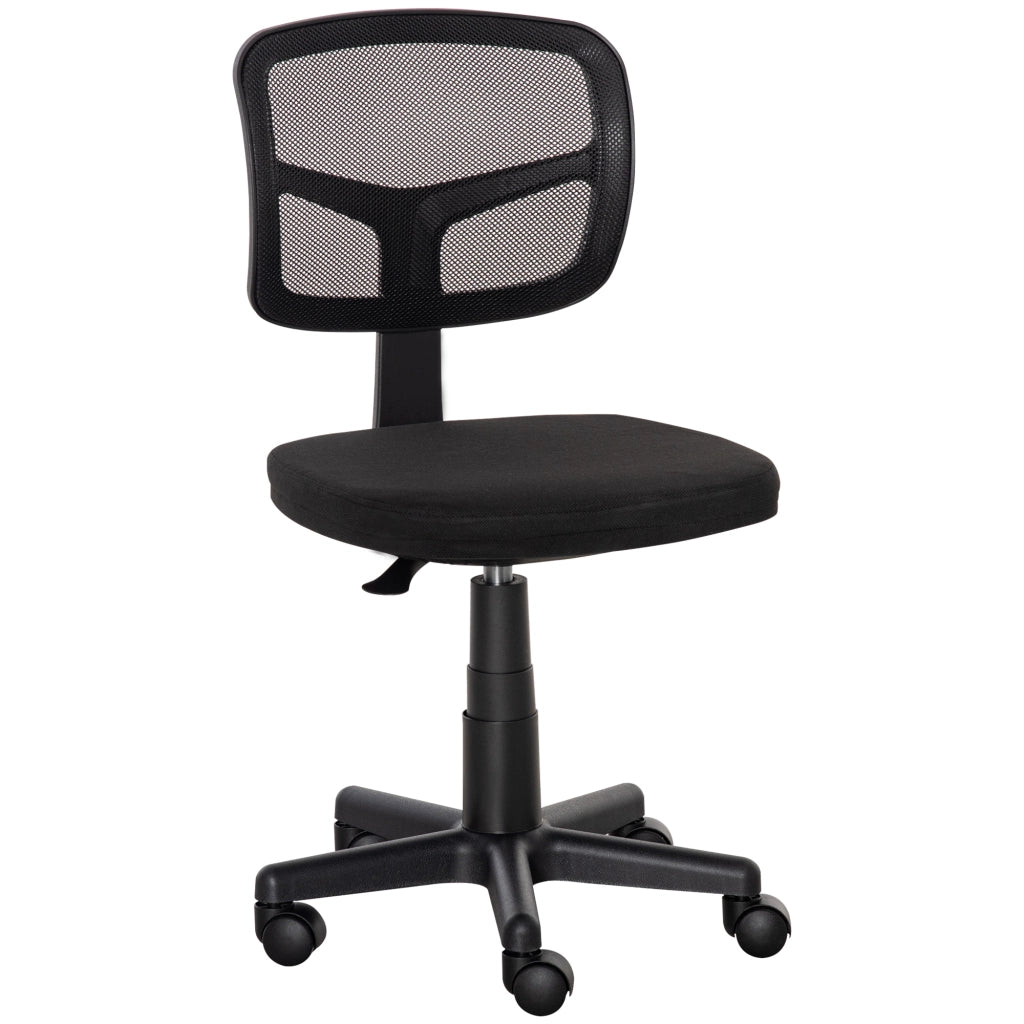 Sedia da Ufficio Ergonomica in Rete Senza Braccioli e Regolabile in Altezza, Nero