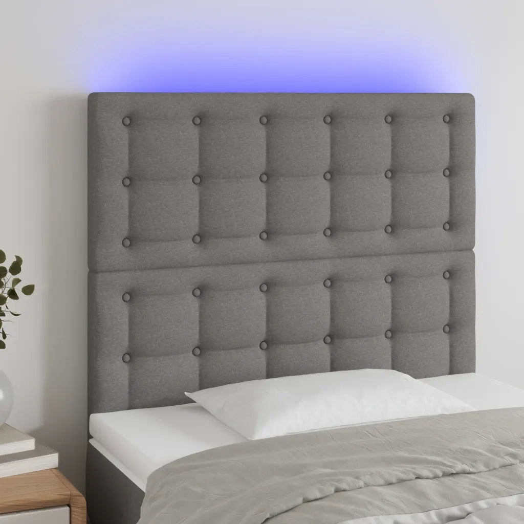 Testiera | Testata a LED GrigioScuro 100x5x118/128cm inTessuto