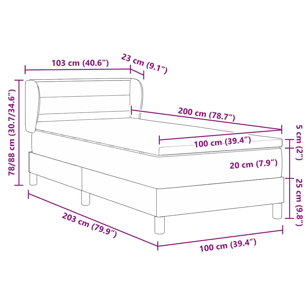 Letto a molle con materasso Marrone Scuro 100 x 200 cm Tessuto 3339950