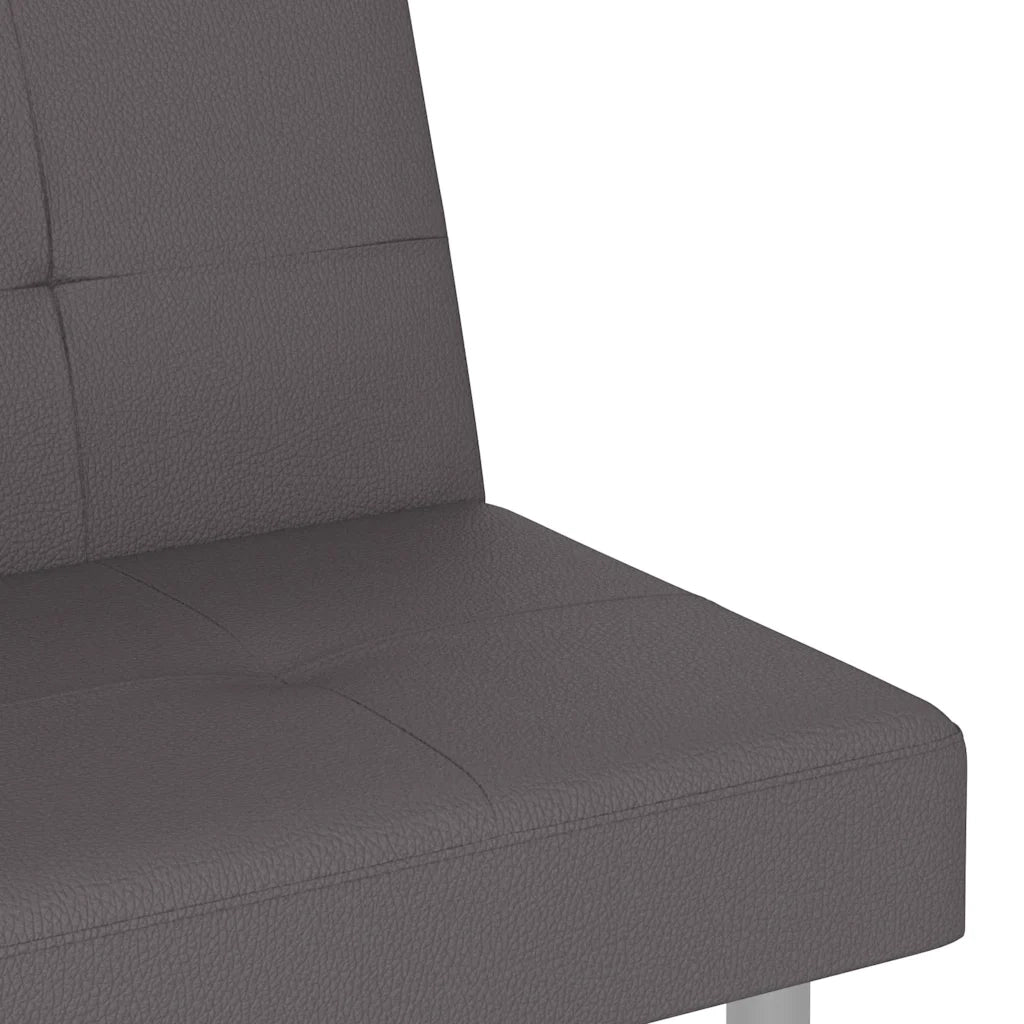 Divano Letto con Portabicchieri in Similpelle Grigio 351928