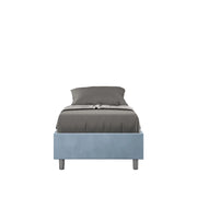 BS COM Letto singolo con rete imbottito 80x210 microfibra azzurro
