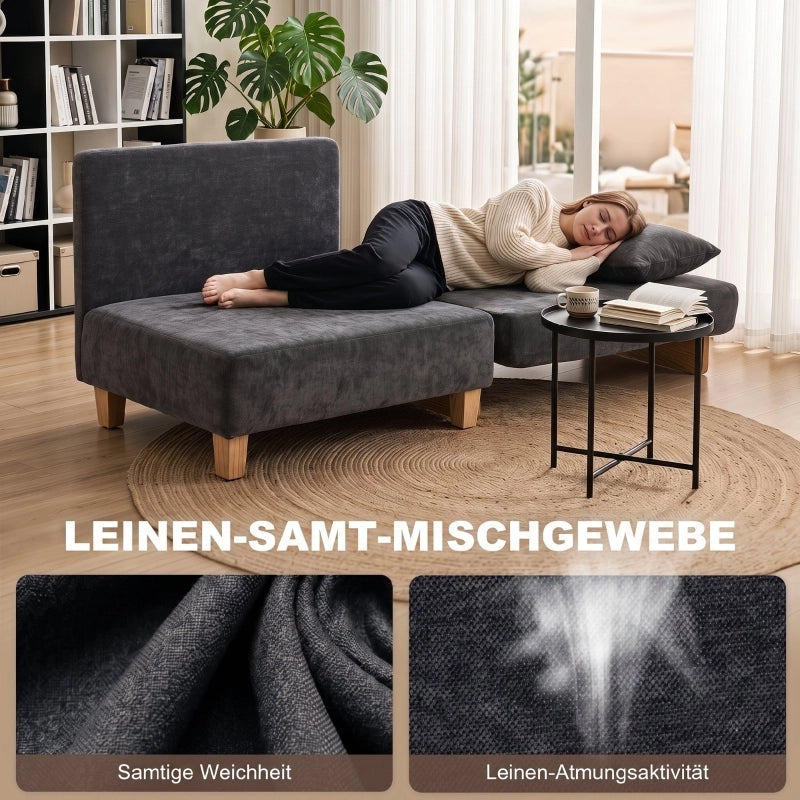 Divano letto 2 posti ¨C Minimal ¨C Tessuto, con 2 cuscini lavabili, tasche laterali