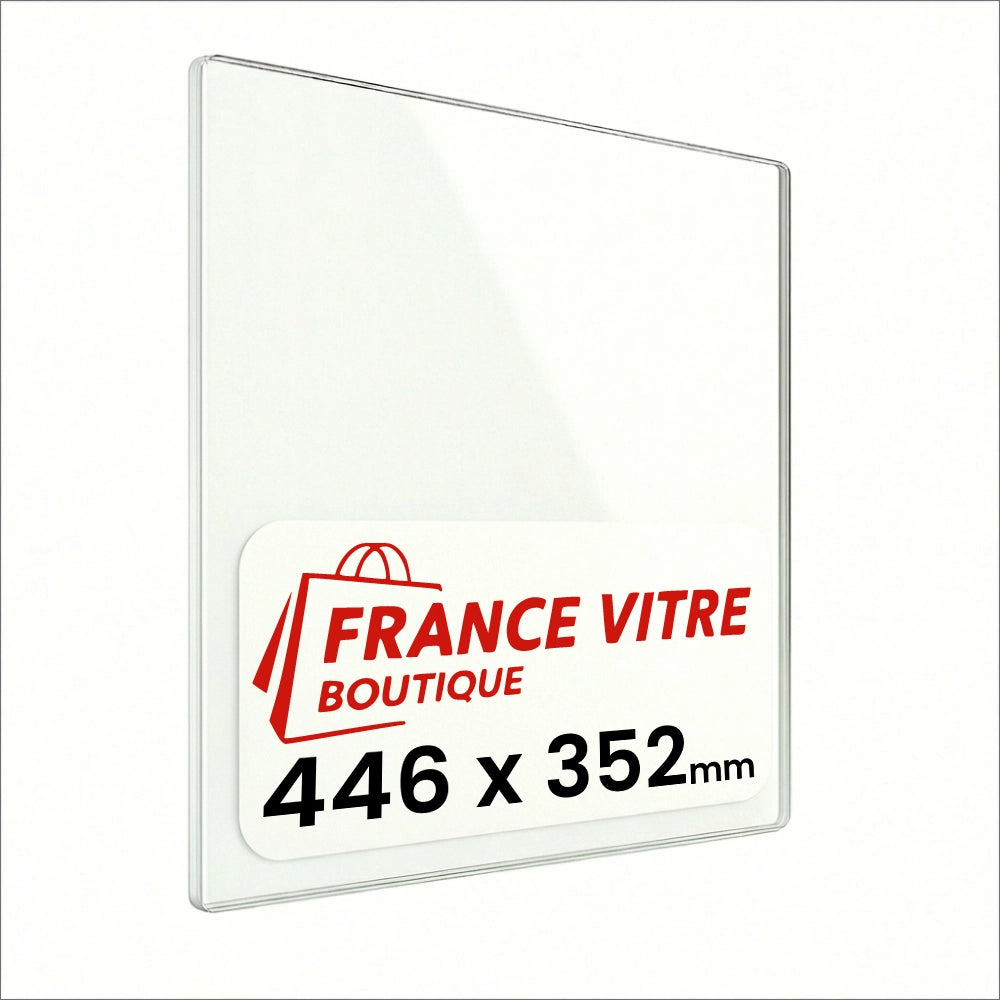 446 x 352 x 4 mm - Vetro per stufa a legna - vetro camino di ricambio - vetro per caminetto resistente al fuoco - France Vitre
