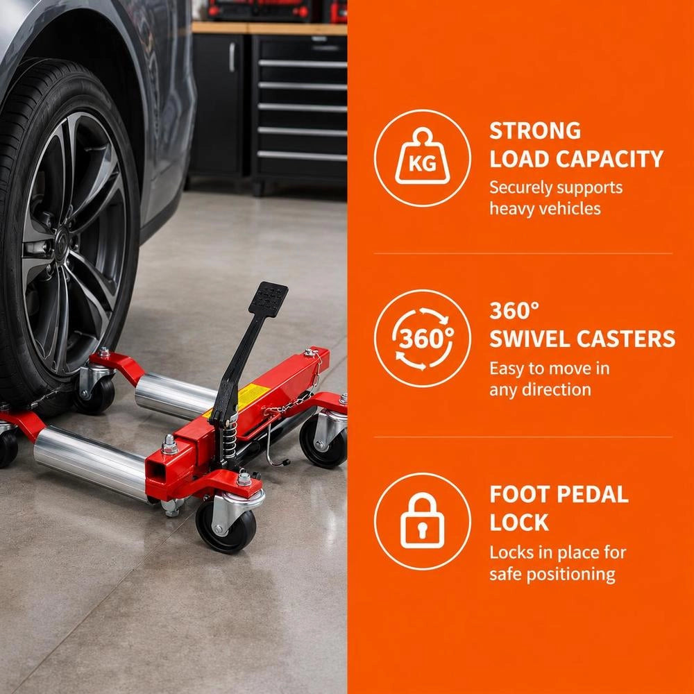 Wheel Trolley Car Jack, 2 Pieces, 680 Kg Load Capacity (per Trolley) With 360° Rotating Wheels, Heavy-duty Vehicle Positioning Hydraulic Trolley Jack, For Cars, SUVs, Caravans, And Pickup Trucks