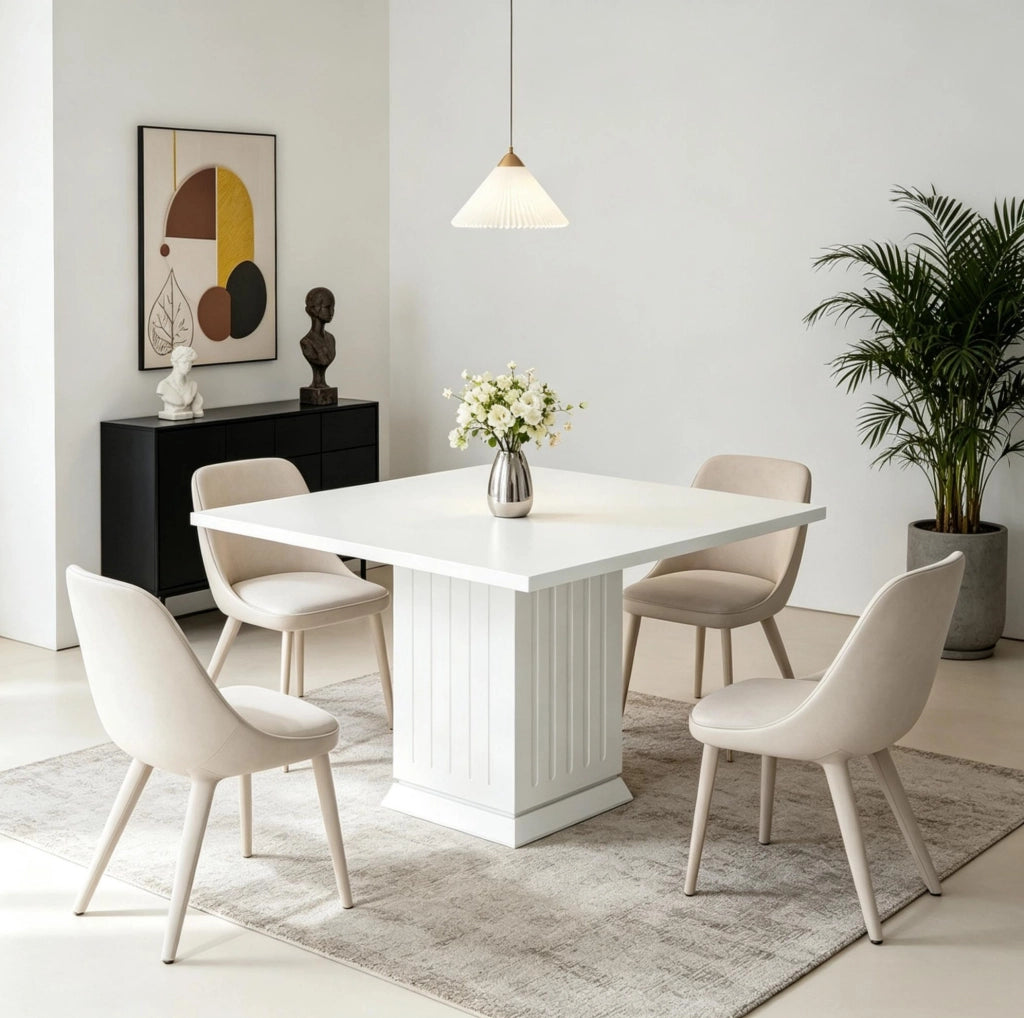 Tavolo da pranzo quadrato bianco per 4 persone