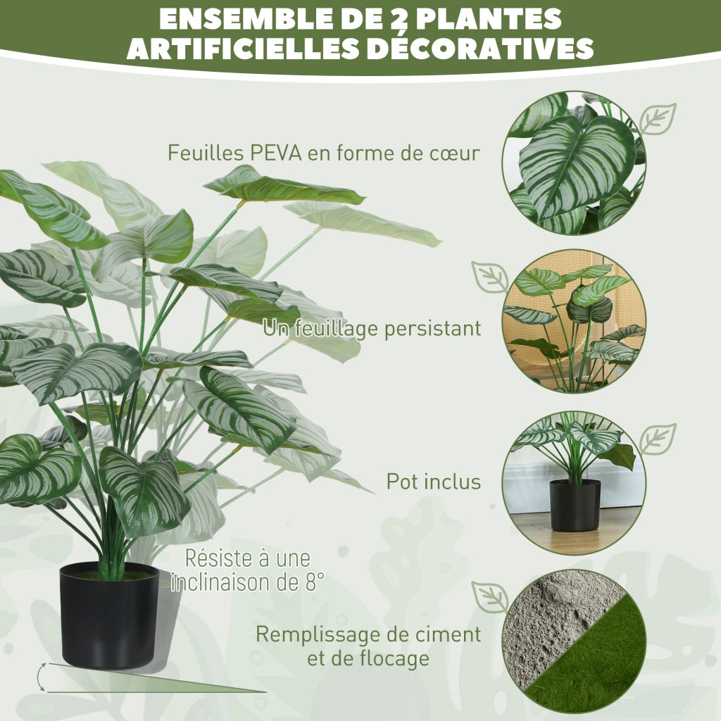 Pianta Artificiale da Interno 65cm ¨C Xylo ¨C Set 2 Pezzi con Vaso Plastica Verde