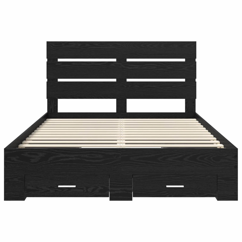 Letto matrimoniale | Letto per adulti | Struttura del letto Rovere Nero Legno multistrato