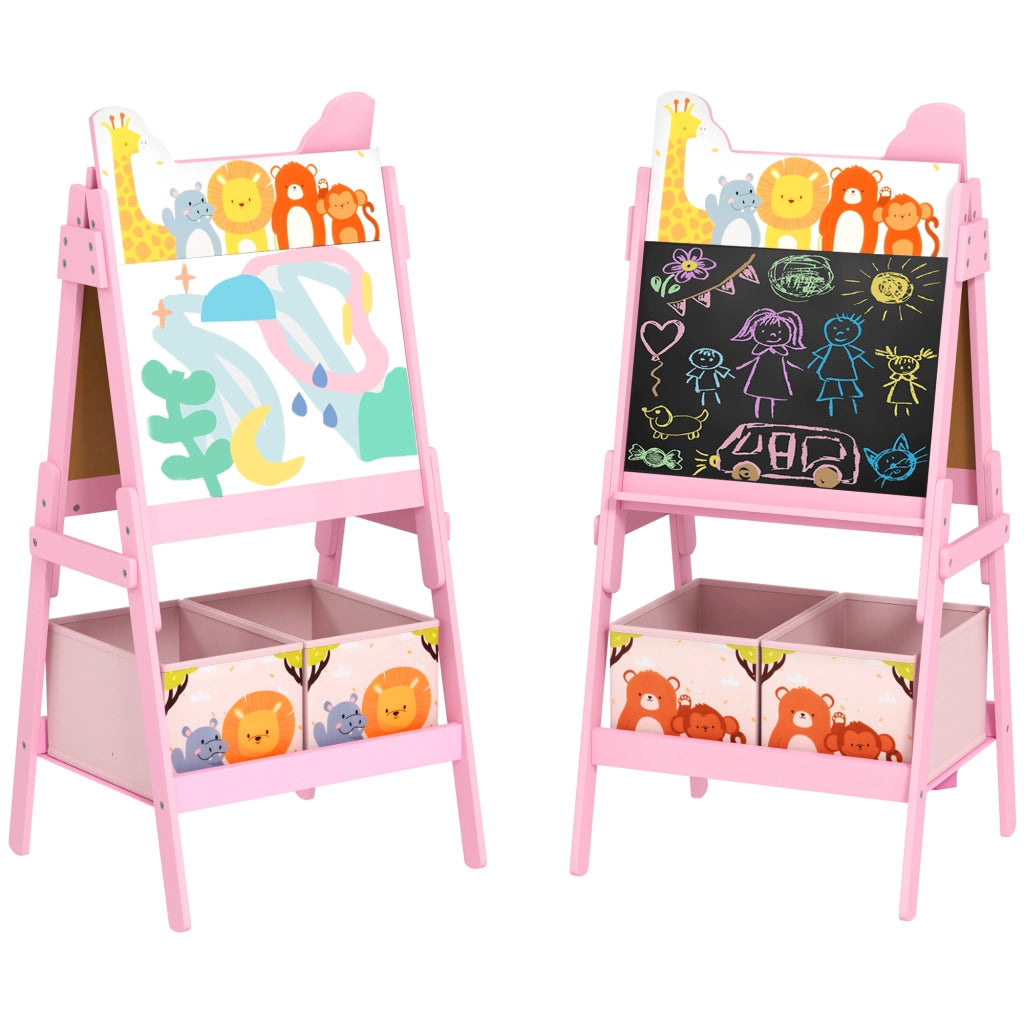 Cavalletto double face con 2 scaffali ¨C Xylo ¨C Rosa, 49x53,5x113 cm