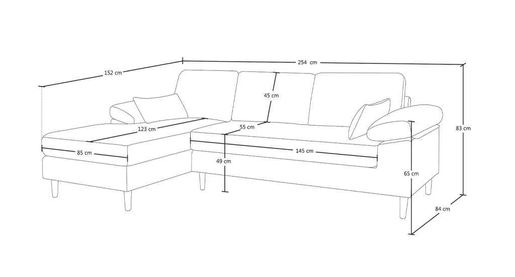 Divano angolare 3 posti con chaise longue sinistra - Washington - DI-WA38FBC-CLSX