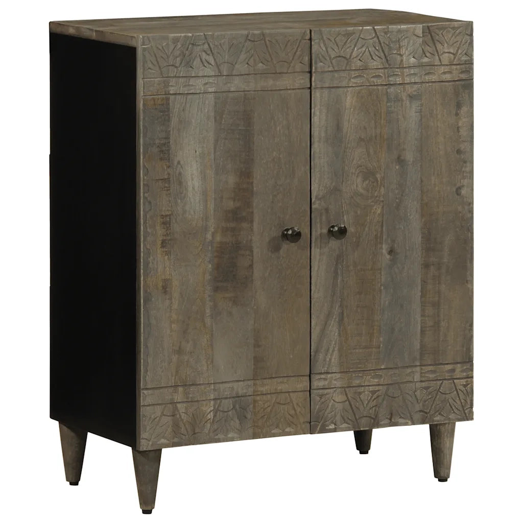 Credenza Grigio Chiaro 60x33,5x75 cm in Legno Massello di Mango 4017794