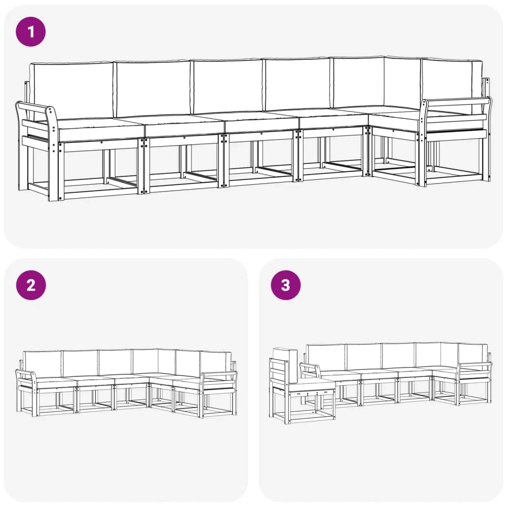 Set di divani da esterno 6 pz Bianco e Grigio Chiaro 3387700