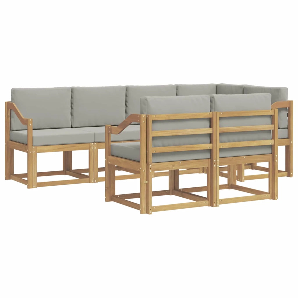 Set di divani da esterno 7 pz Bianco e Grigio Chiaro 3387785