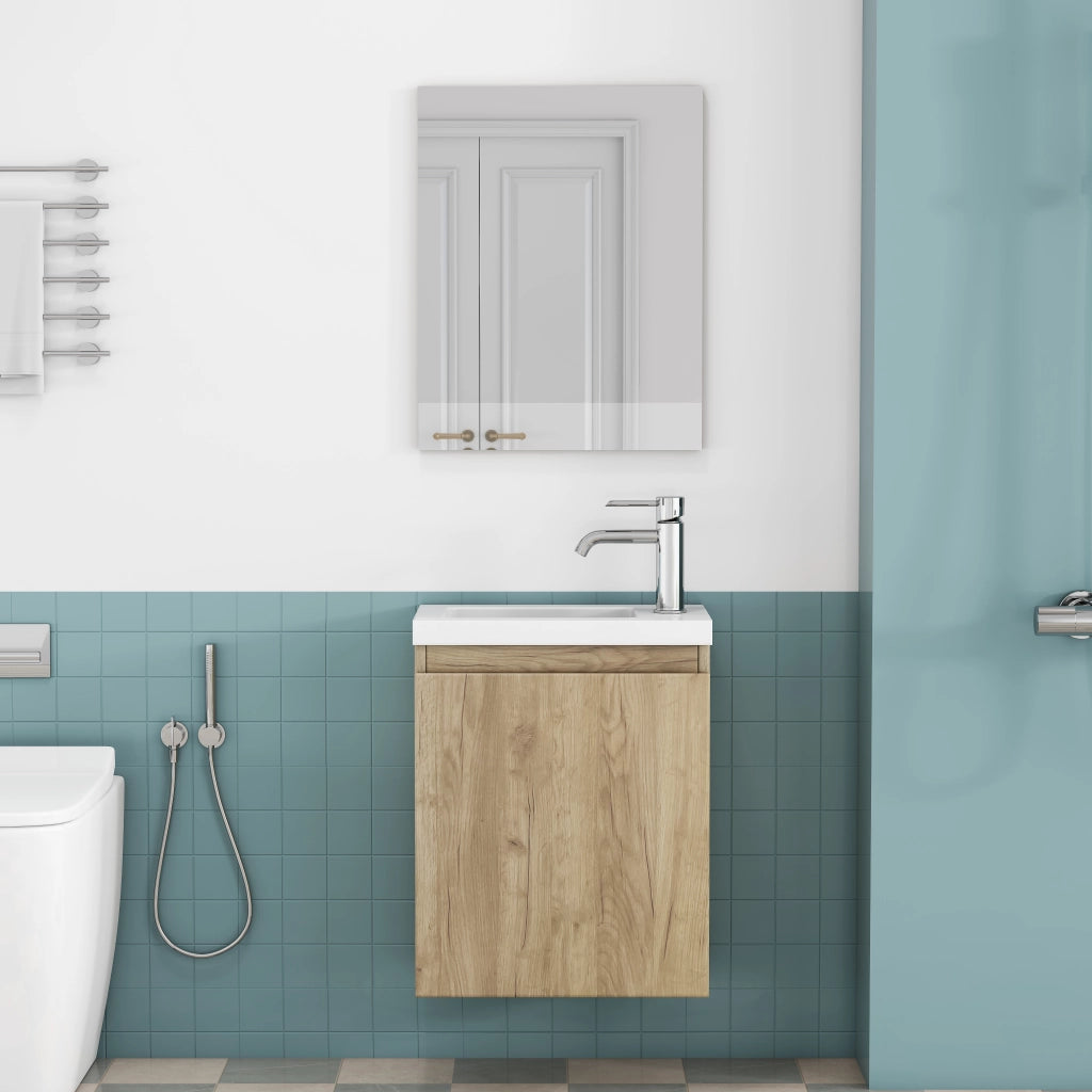 Set mobile bagno sospeso bianco con lavabo integrato e specchio LED