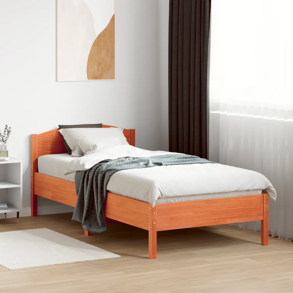Letto senza Materasso-Struttura Letto Marrone Cera 90x190 cm in Legno di Pino 570719