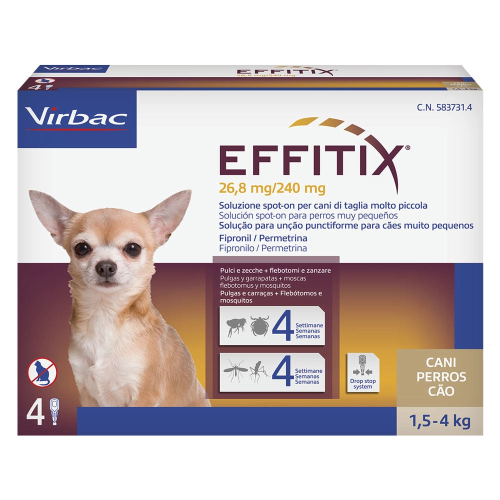 Antiparassitario da 1,5 a 4 Pipette Virbac Effitix Cane Toy 4 kg 0,44 ml