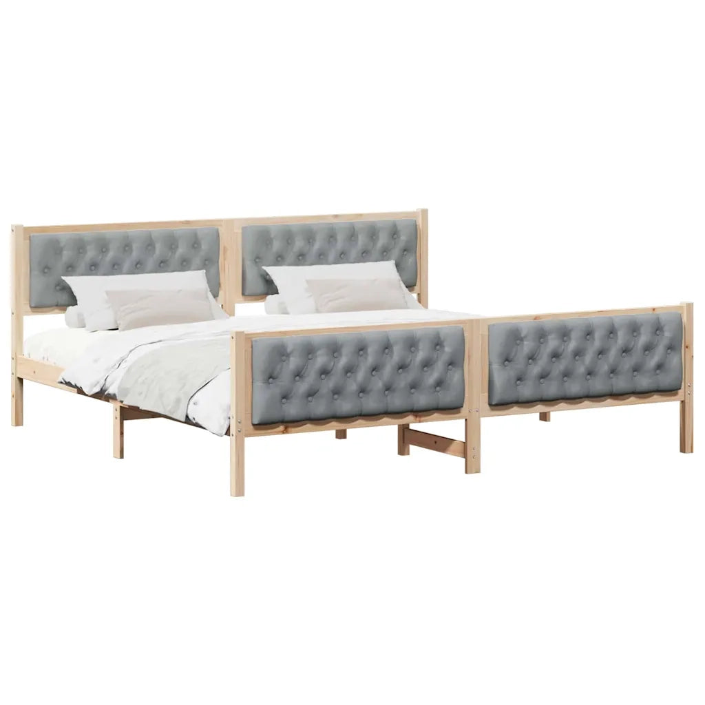 Letto matrimoniale | Letto per adulti | Struttura del letto Grigio chiaro 200 x 200 cm Pino massello