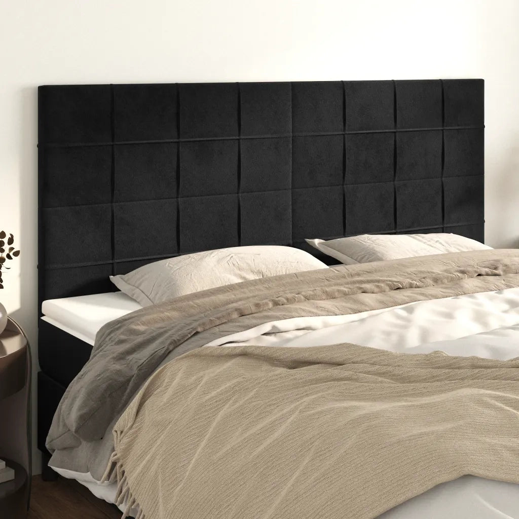 Testiera | Testata Nera 160x5x118/128 cm Velluto