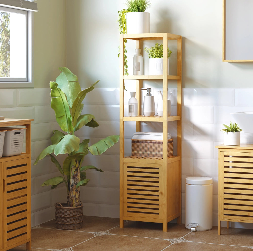 ARMADIO BAGNO 36x33x140 cm Bambù Naturale