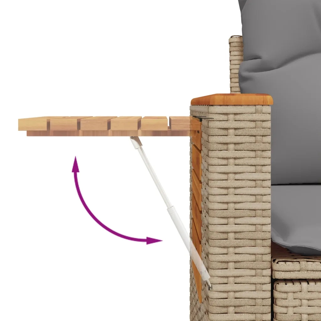 Set Divano da Giardino 3 pz | Set Salotto da Giardino con Cuscini Beige in Polyrattan