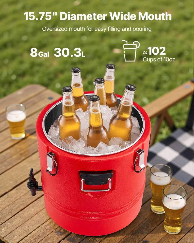 Distributore di Bevande Isolato WNS-9 da 30 L, Termico con Rubinetto, Acciaio Inossidabile 304, Robusto e Resistente per Esterni e Casa