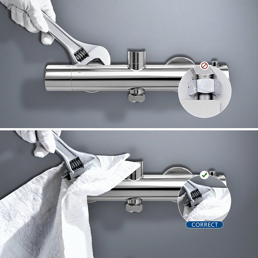 AICA Colonna Doccia con Miscelatore Termostatico, Rubinetto Doccia 28x4cm, Soffione Doccia Tondo in Acciaio Inox da 20cm Cromo