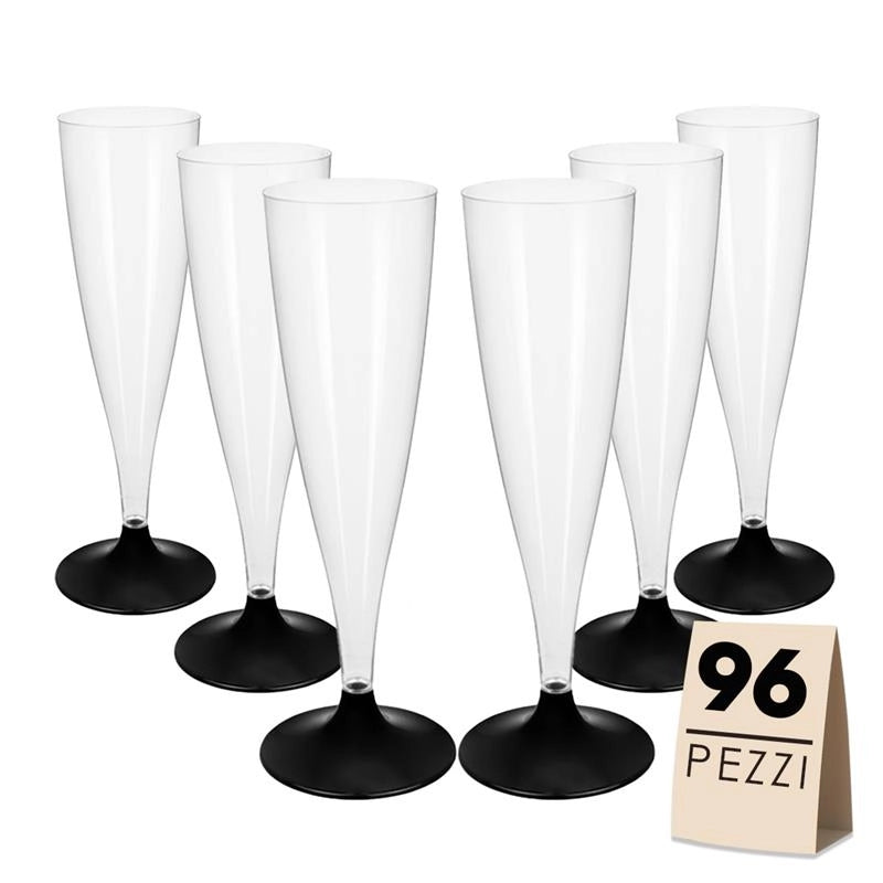 FLUTE SET 96 PZ CON BASE NERA IN CONFEZIONE DA 6 PEZZI L'UNA REALIZZATI IN PLASTICA