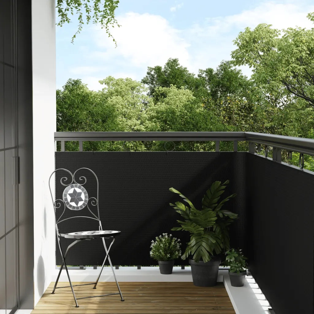 Schermo da balcone | Paravento da Balcone Nero 300x90 cm in Polyrattan