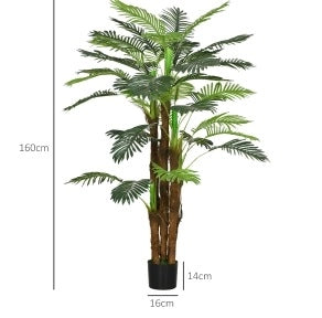 PIANTA ARTIFICIALE Palma Verde in plastica con vaso cementato