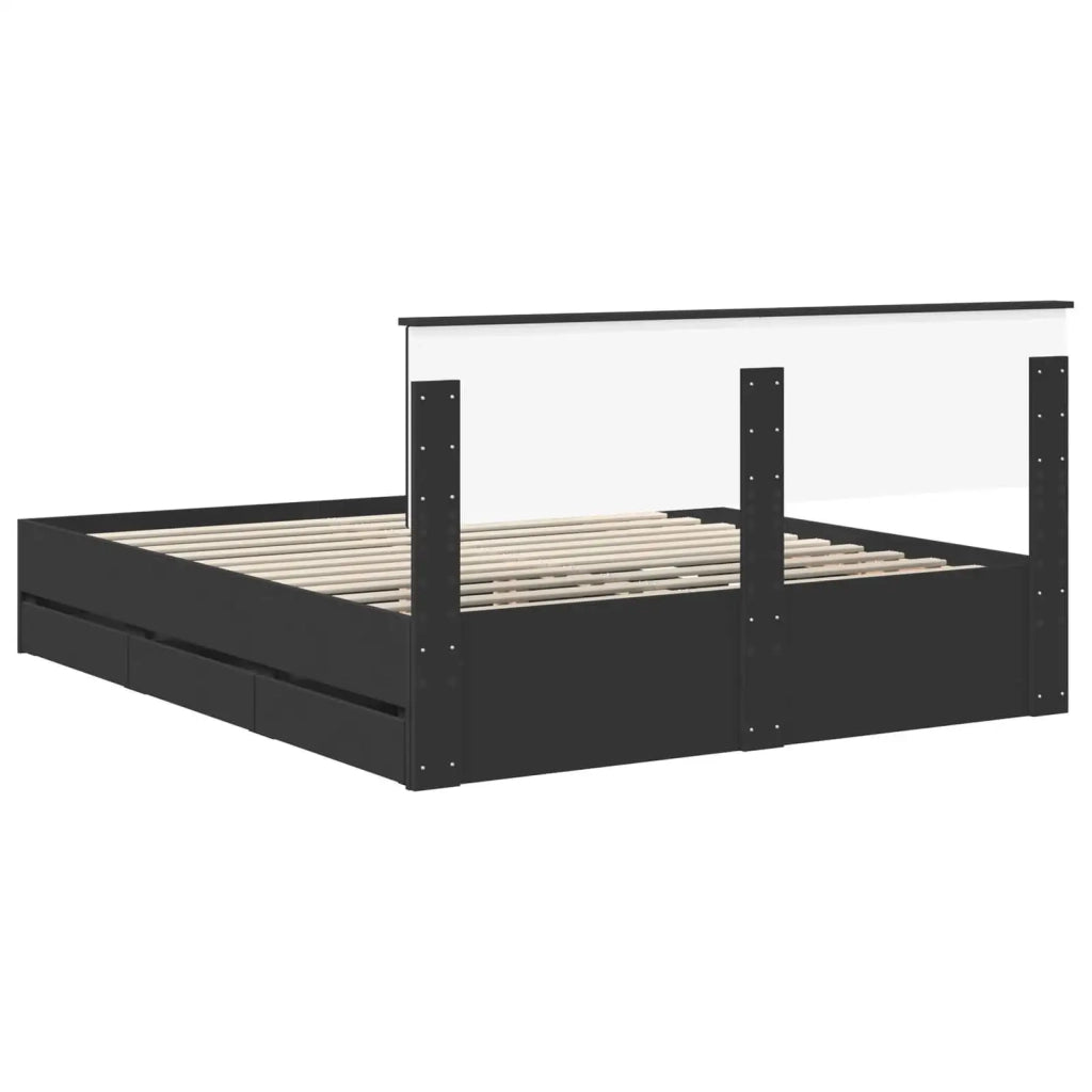 Letto matrimoniale | Letto per adulti | Struttura del letto Nero 160 x 200 cm Legno Ingegnerizzato