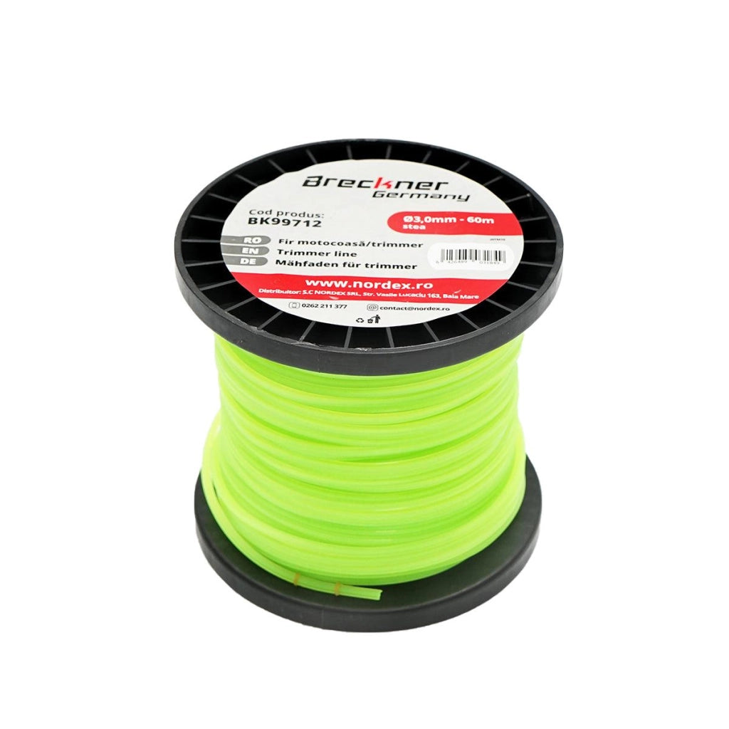 Filo per decespugliatore 3 mm x 60 mt, Filo a stella per decespugliatore Breckner Germany