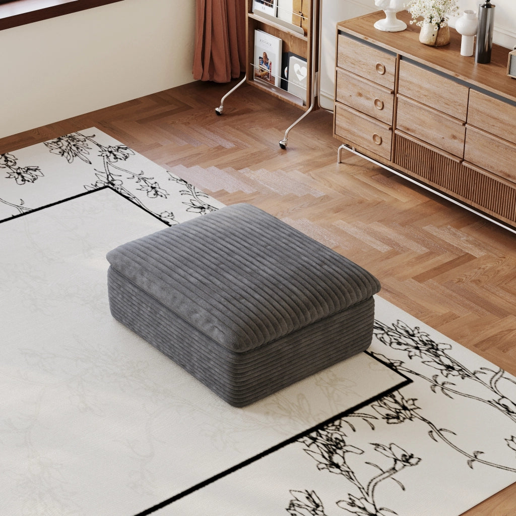 Divano modulare in tessuto grigio scuro con supporto in schiuma