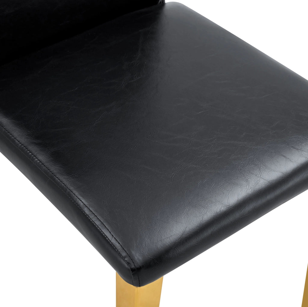 Set di 2 sedie da pranzo nere e oro in metallo e similpelle PU, alte 90 cm