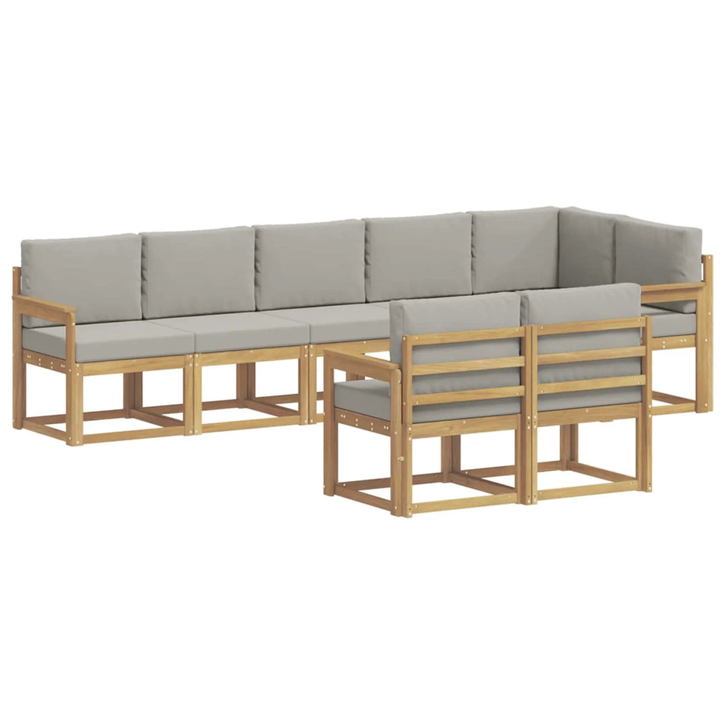 Set di divani da esterno 8 pz Bianco e Grigio Chiaro 3387795