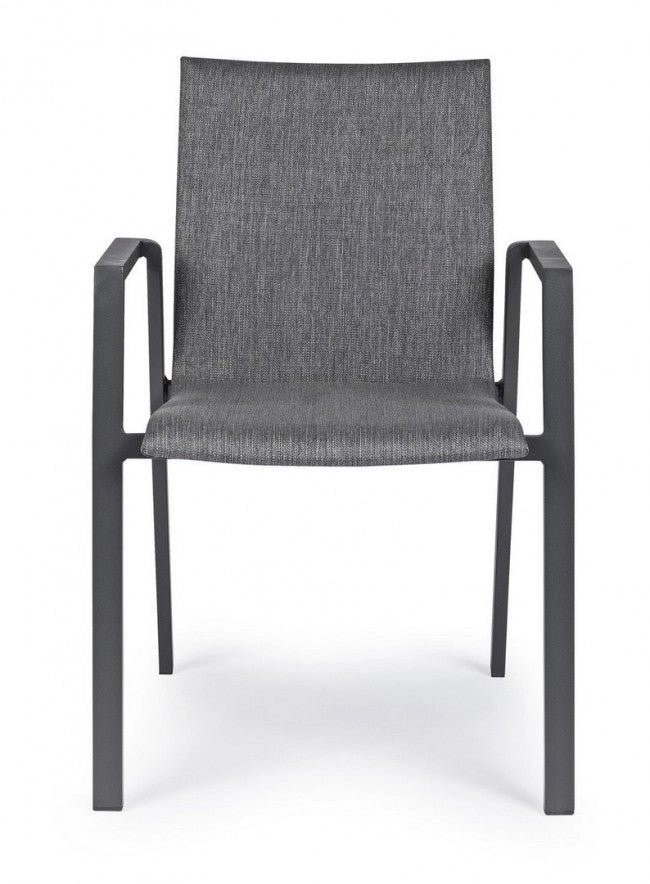 Set 4 Sedie da Giardino 55,5x60x83h cm con Braccioli Odeon Antracite Gr Scuro