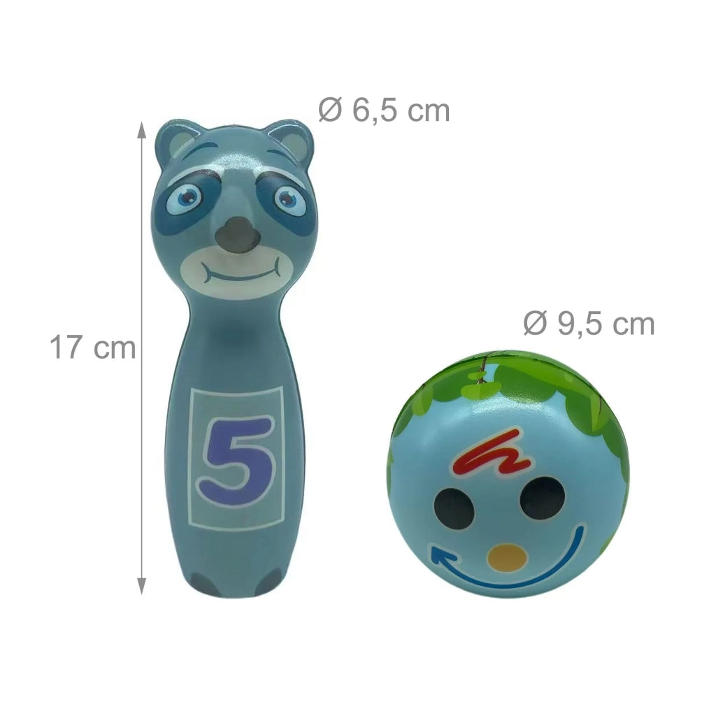 Gioco dei birilli per bambini esterno interno 10 birilli 2 bocce design colorato in PVC multicolore 13_0017931